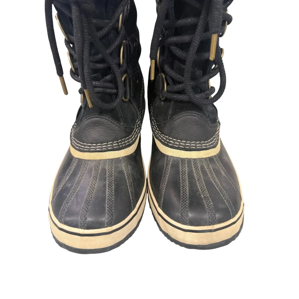 Sorel Joan of Arctic Waterproof Winter Boots Black Suede Faux Fur Trim Womens 11
